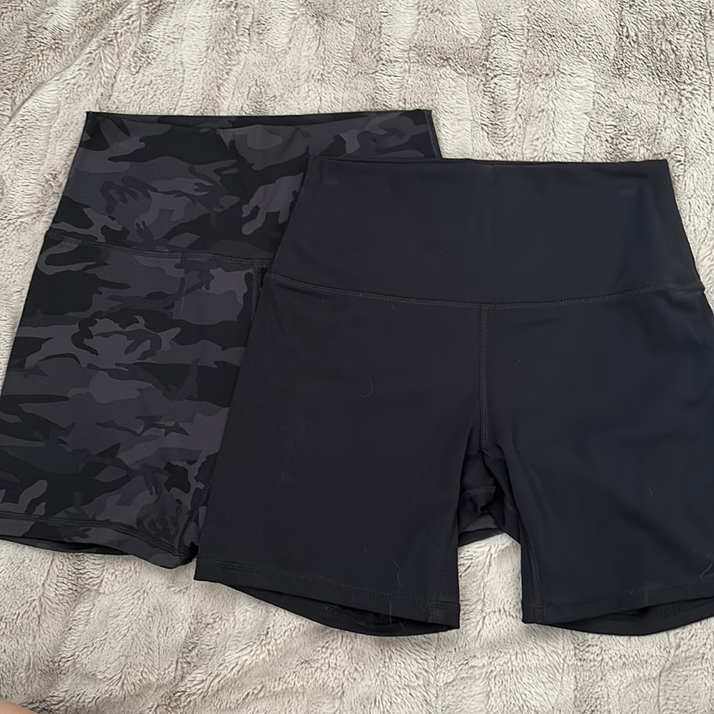 Set of 2 - 6” Biker Belle and Bell Crush Shorts Black and Black Camo